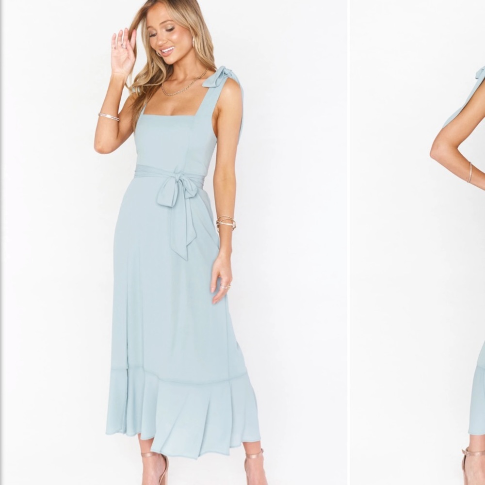 Claire Spring MIDI Dress in Silver Sage Crisp